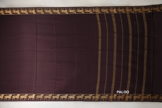 Coffee Bean Brown Mysore Silk Saree by Shreenivas Silks paloo