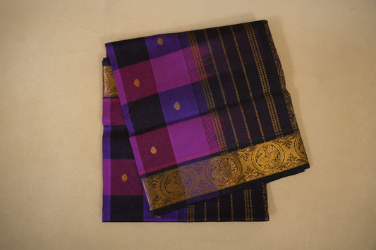 Multi Color Checks Vintage Silk Cotton Saree