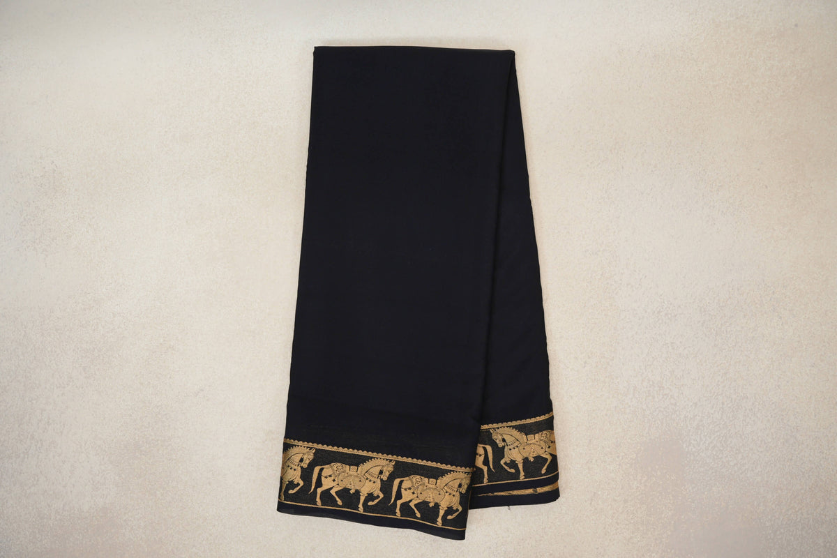 Jet Black Mysore Silk Saree by Shreenivas Silks PSSR0110352