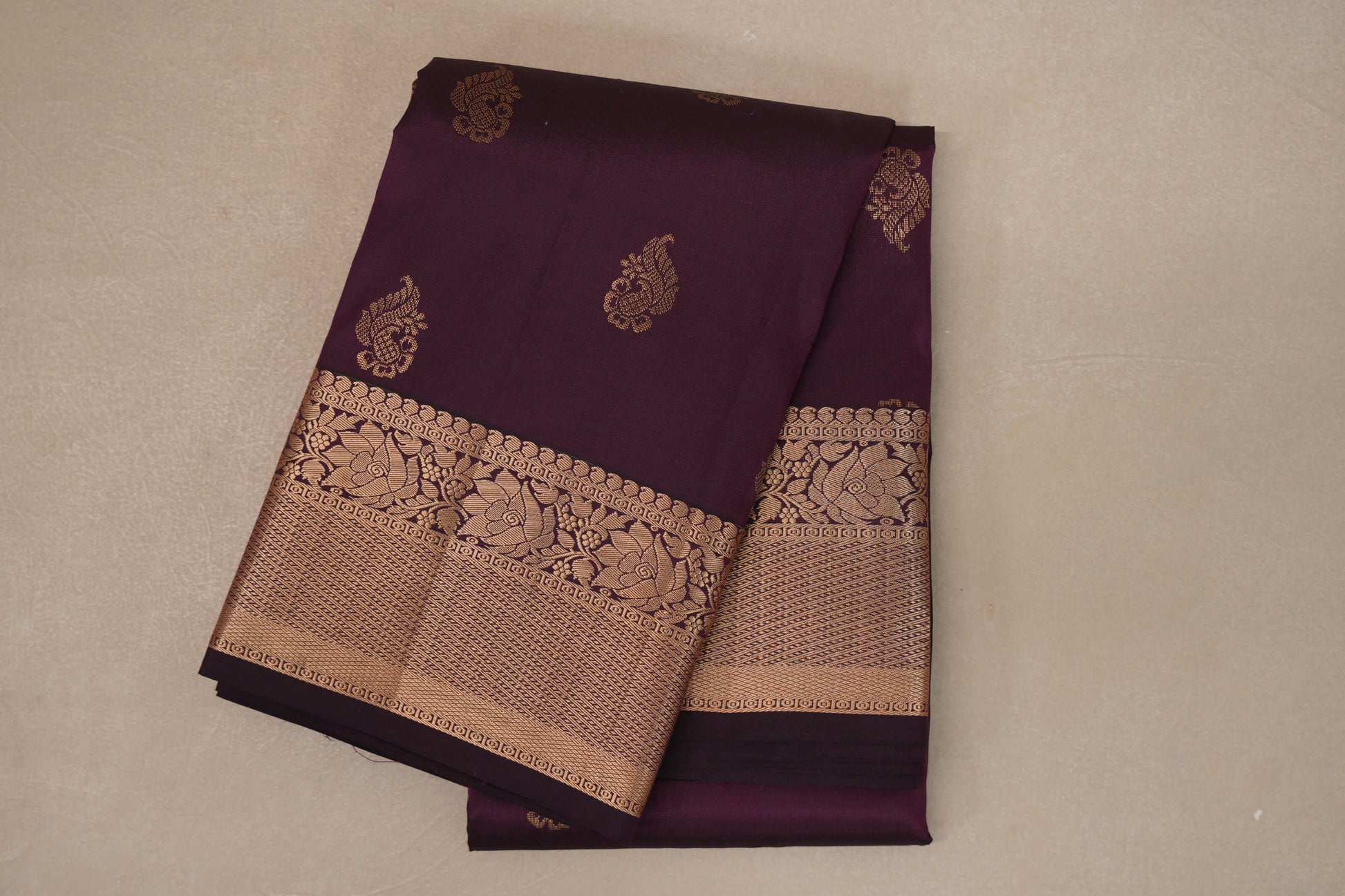 Deep Plum Light Weight Kanjivaram Silk Saree