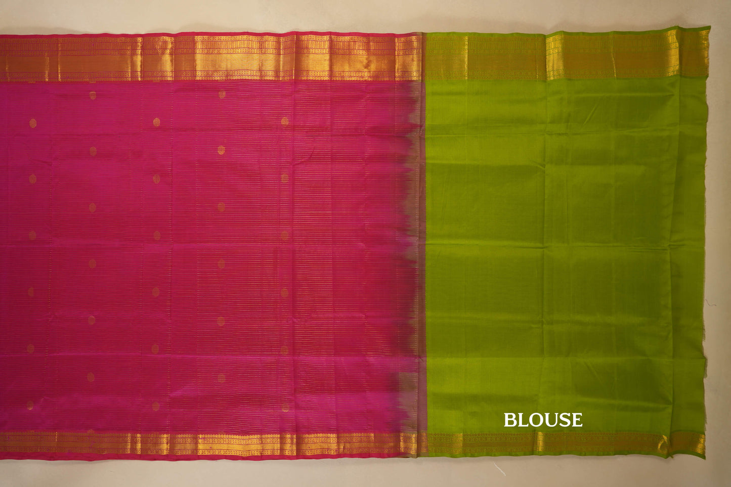 Pink Vaira Oosi Vintage Silk Cotton Saree blouse