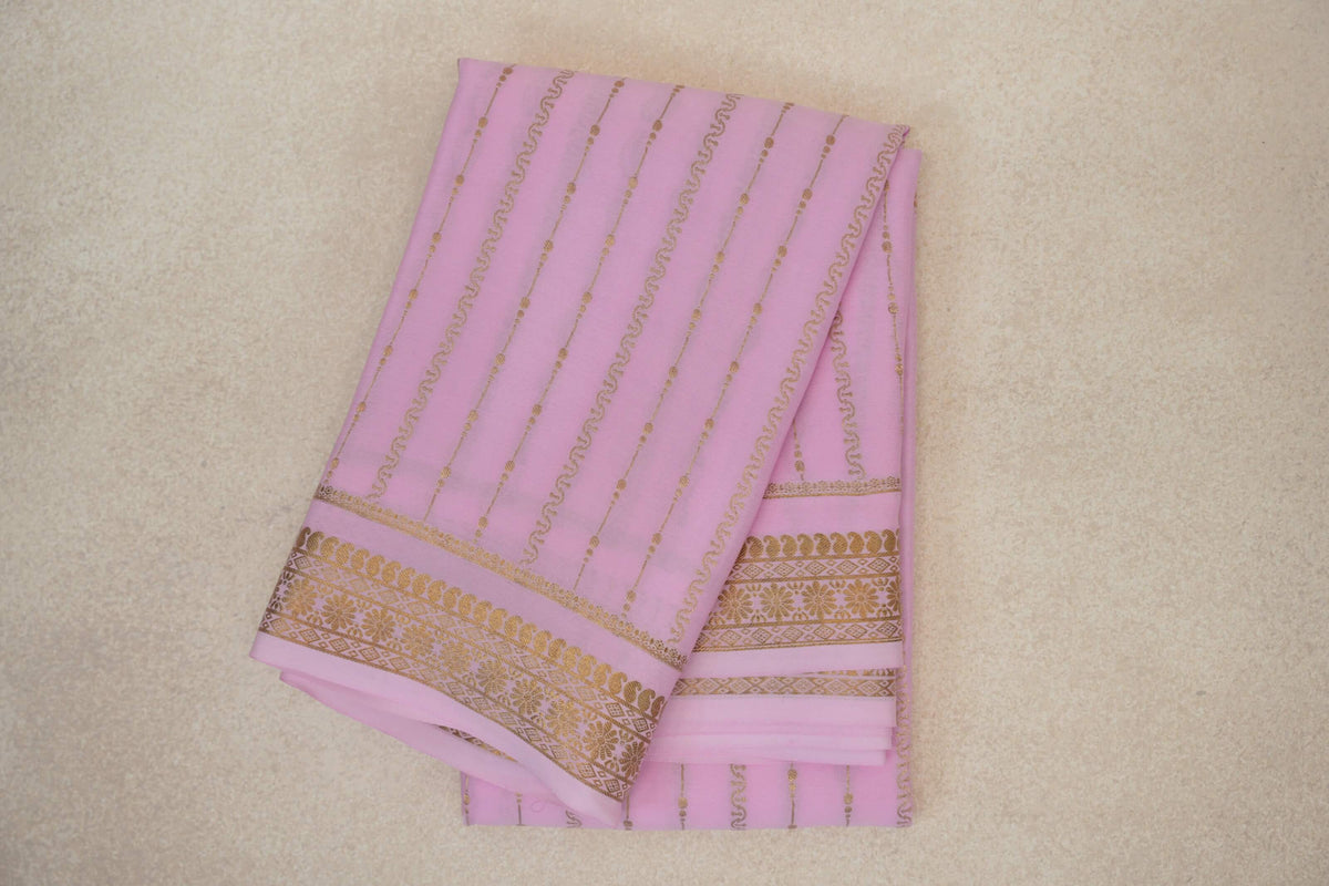 Rose Pink Mysore Silk Saree by Shreenivas Silks