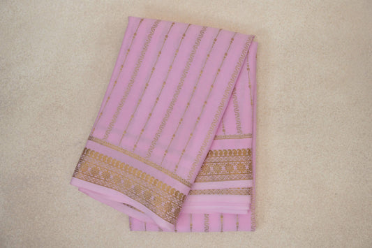 Rose Pink Mysore Silk Saree by Shreenivas Silks