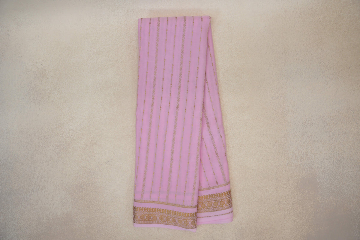 Rose Pink Mysore Silk Saree by Shreenivas Silks