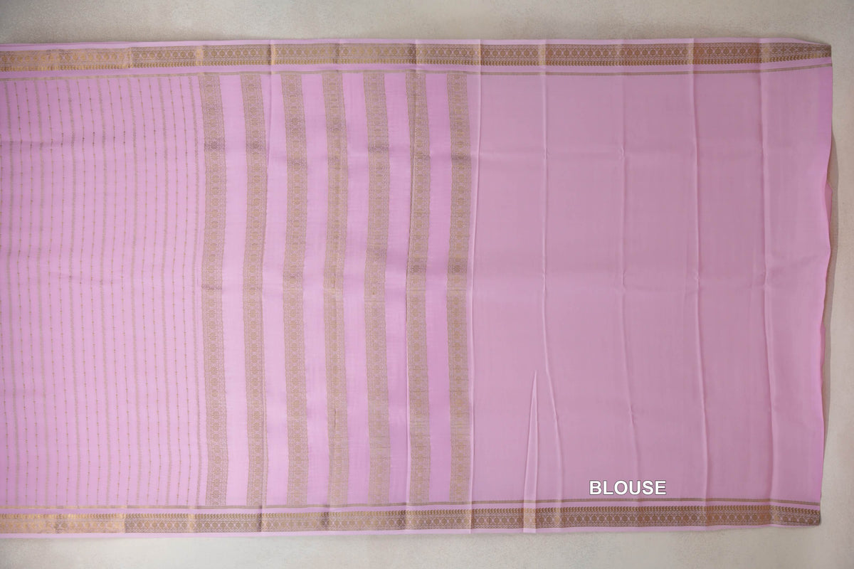 Rose Pink Mysore Silk Saree by Shreenivas Silks blouse