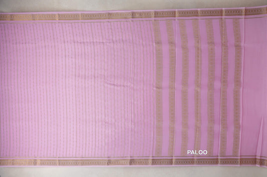 Rose Pink Mysore Silk Saree by Shreenivas Silks paloo
