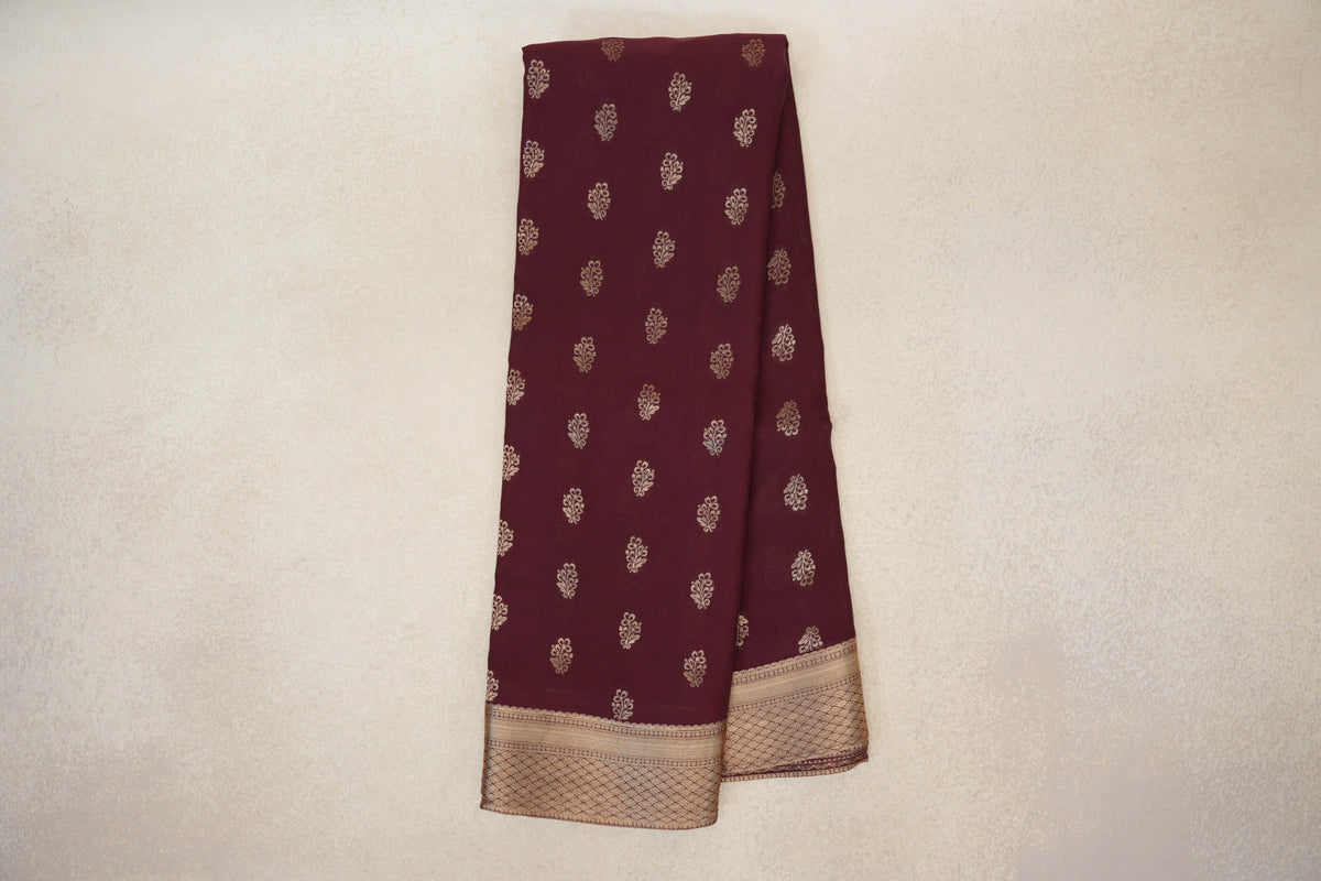 Wine Maroon Mysore Silk Saree by Shreenivas Silks PSSR0110354