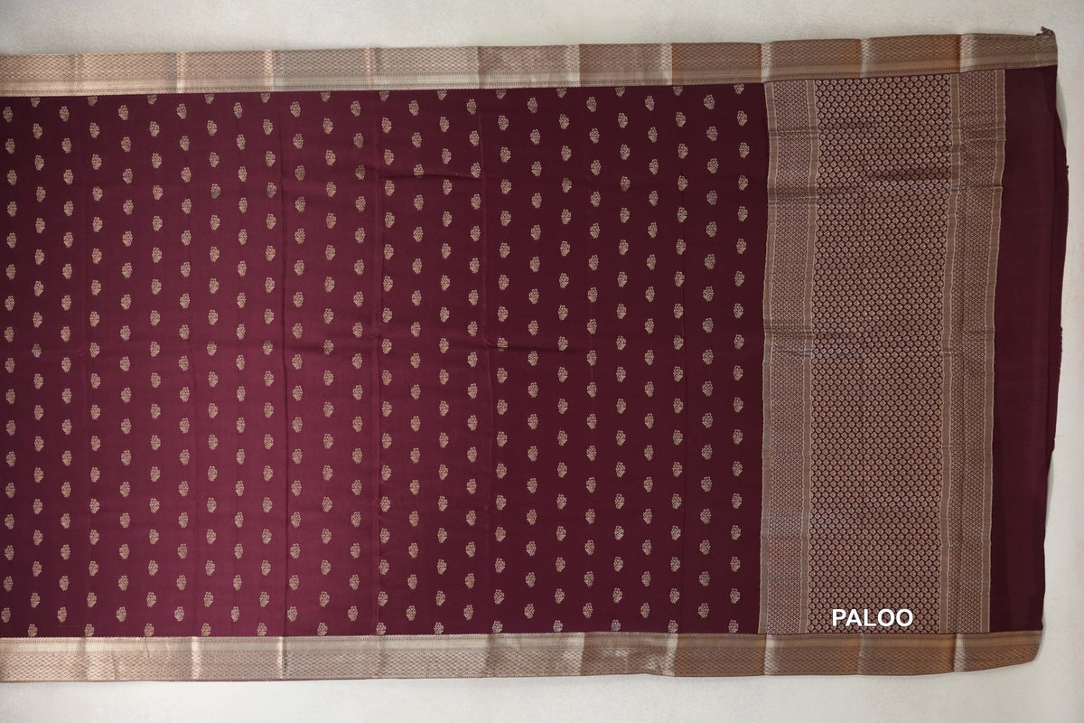 Wine Maroon Mysore Silk Saree by Shreenivas Silks PSSR0110354