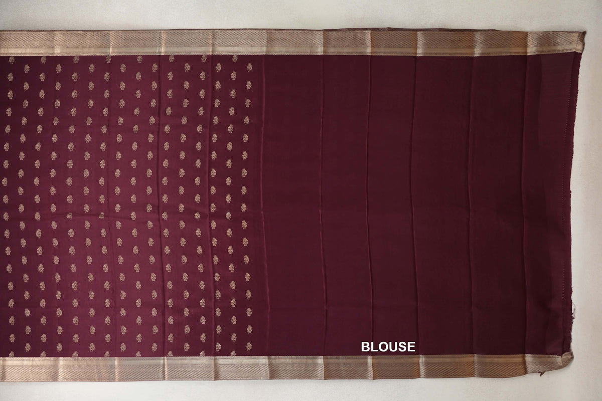 Wine Maroon Mysore Silk Saree by Shreenivas Silks PSSR0110354