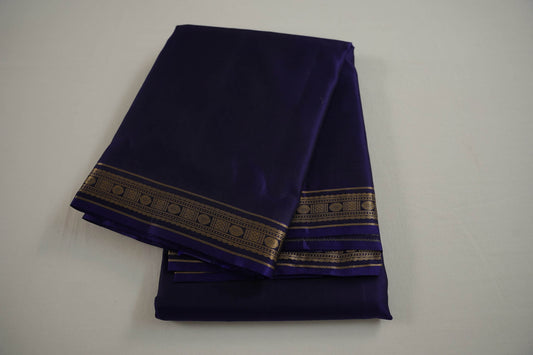 Dark ink blue light weight kanchipuram silk saree