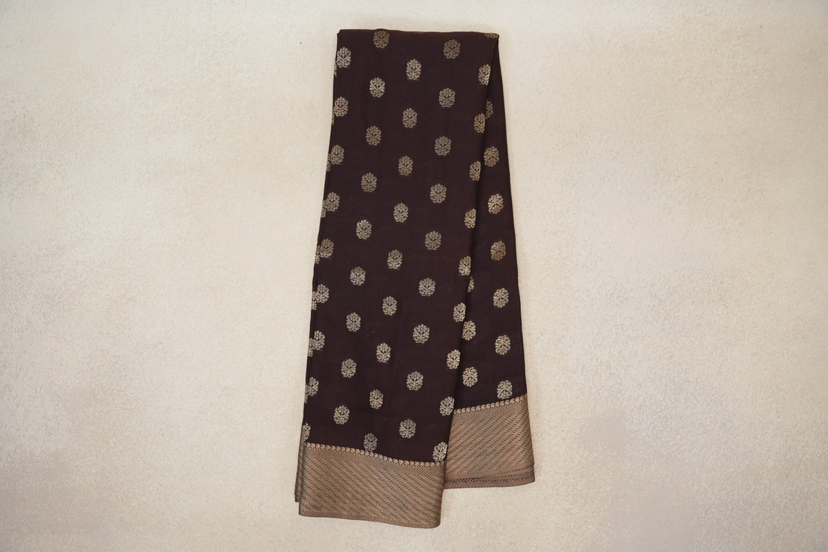 Deep Coffee Bean Brown Mysore Silk Saree by Shreenivas Silks PSSR0110356