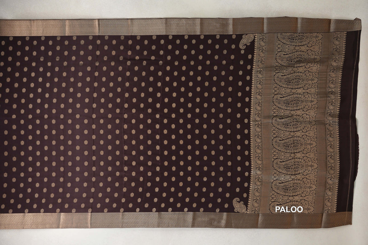 Deep Coffee Bean Brown Mysore Silk Saree by Shreenivas Silks PSSR0110356