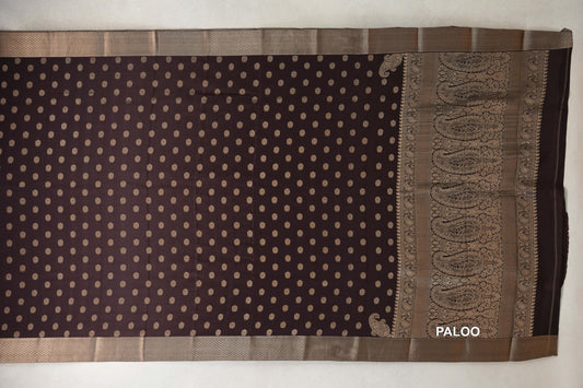 Deep Coffee Bean Brown Mysore Silk Saree by Shreenivas Silks  paloo