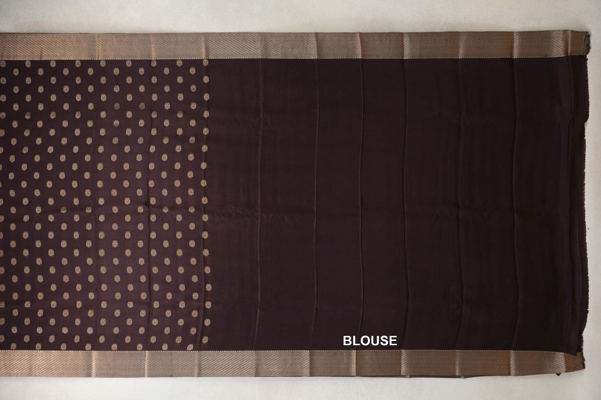 Deep Coffee Bean Brown Mysore Silk Saree by Shreenivas Silks PSSR0110356