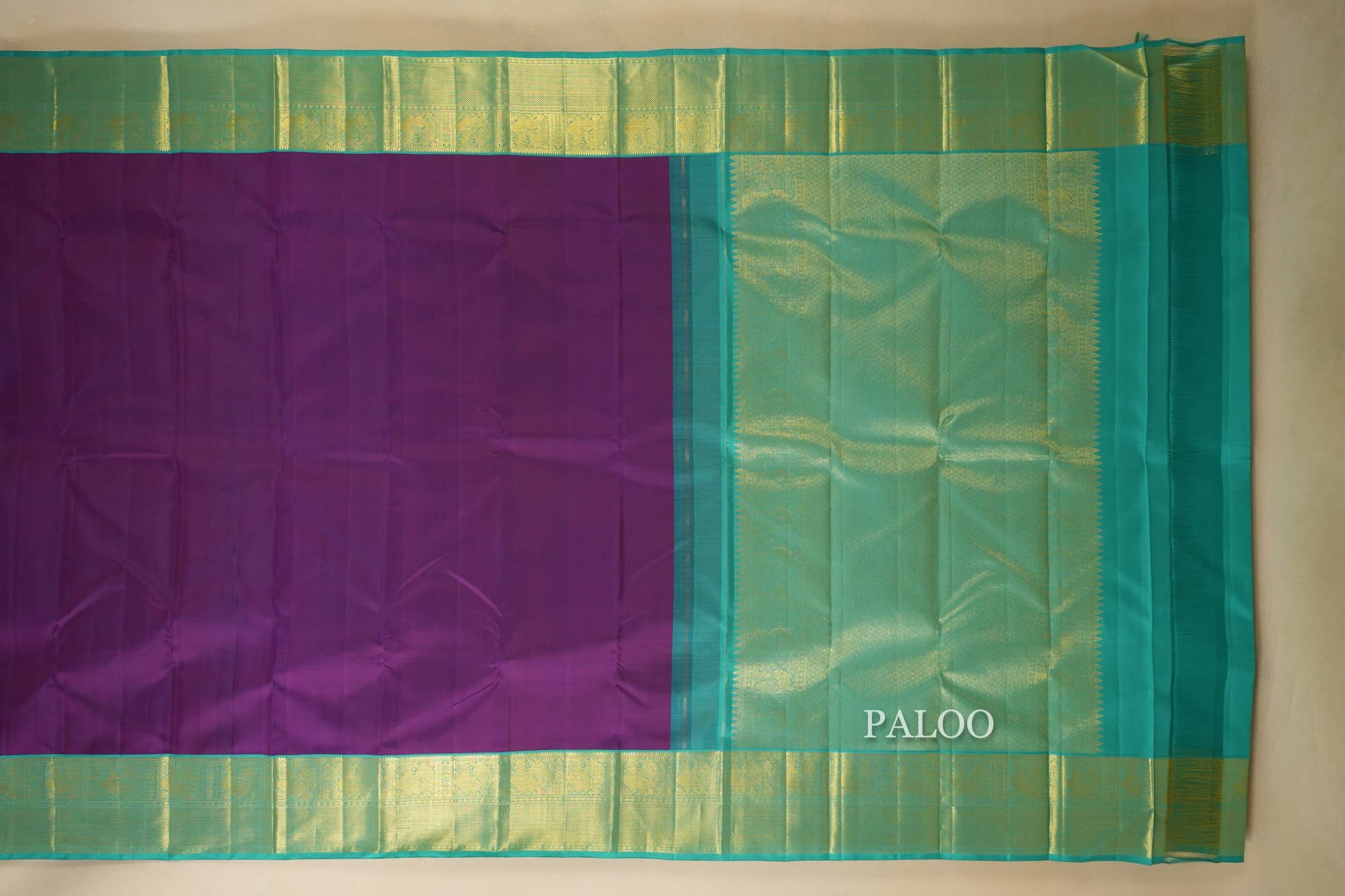 Magenta Vintage Kanjivaram Silk Saree  Paloo