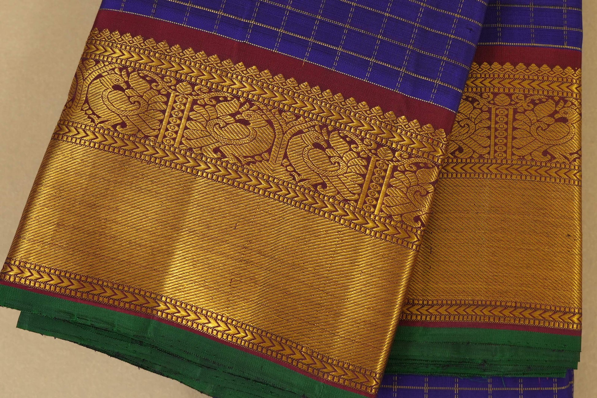 Violet Vintage Kanjivaram Silk Saree Border Zoom