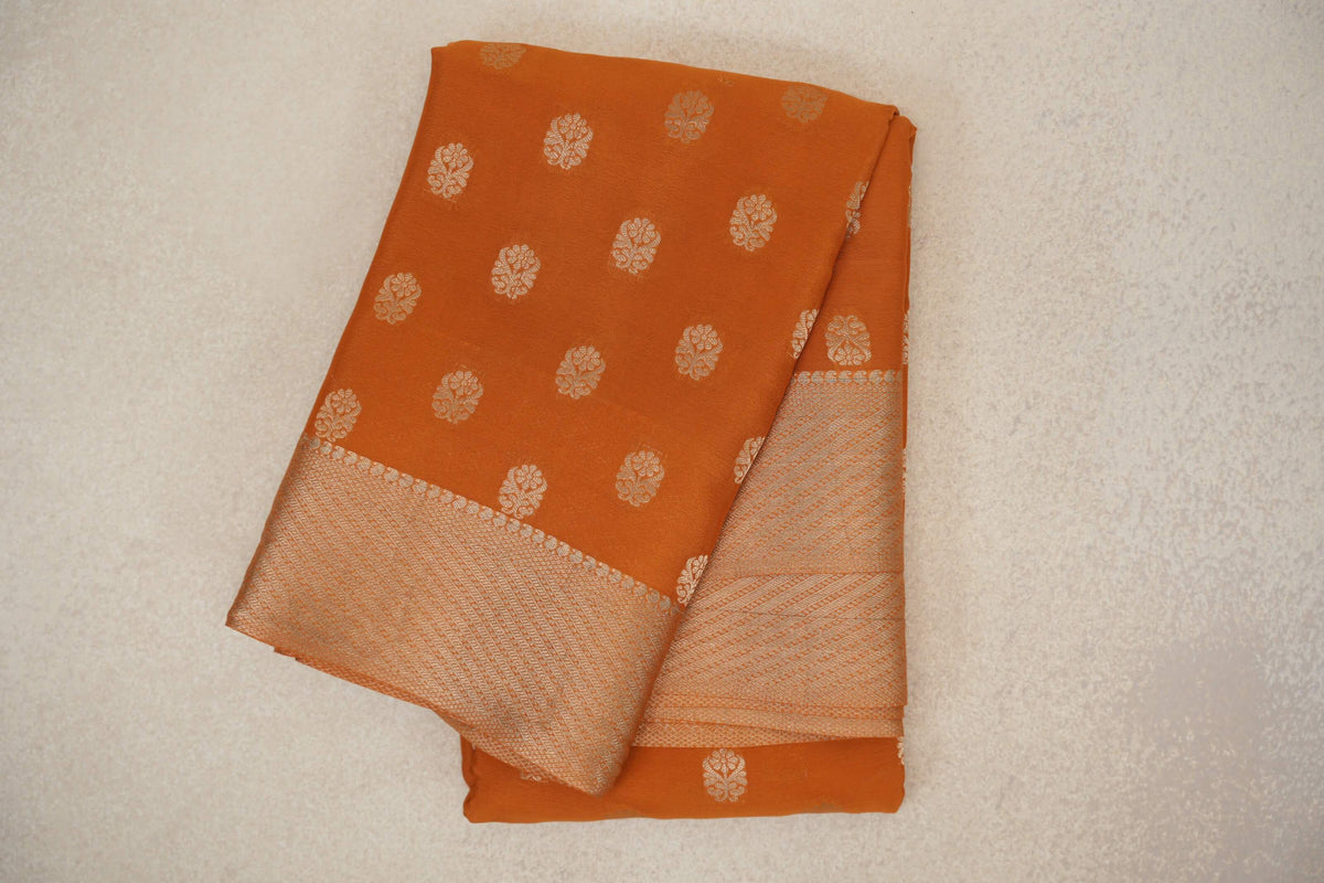Mustard Orange Mysore Silk Saree by Shreenivas Silks