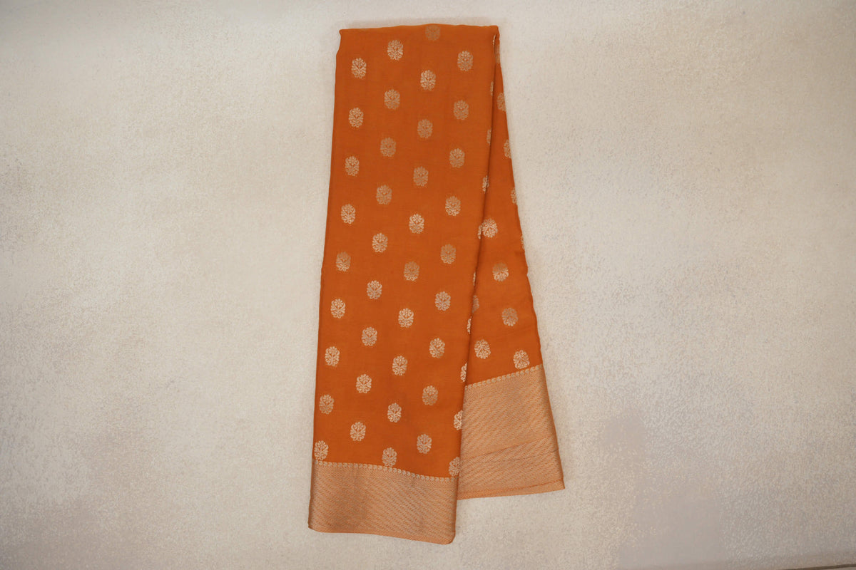 Mustard Orange Mysore Silk Saree by Shreenivas Silks