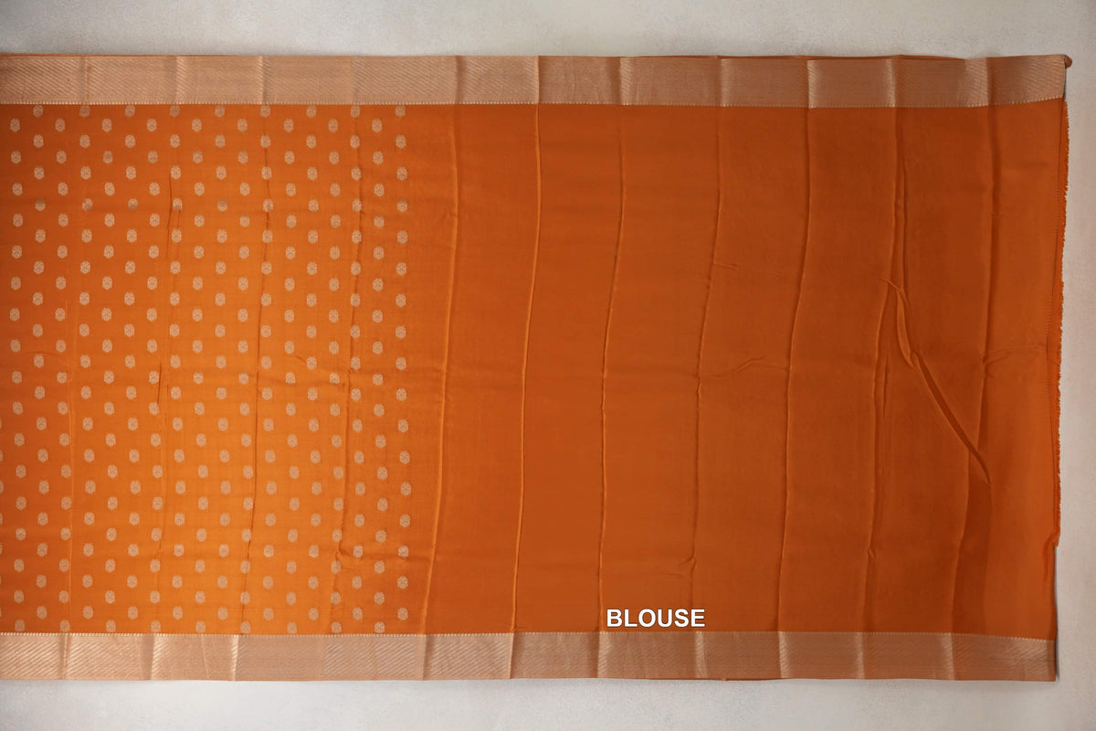 Mustard Orange Mysore Silk Saree by Shreenivas Silks blouse