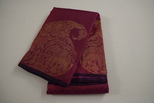 Pinkish red light weight kanchipuram silk saree