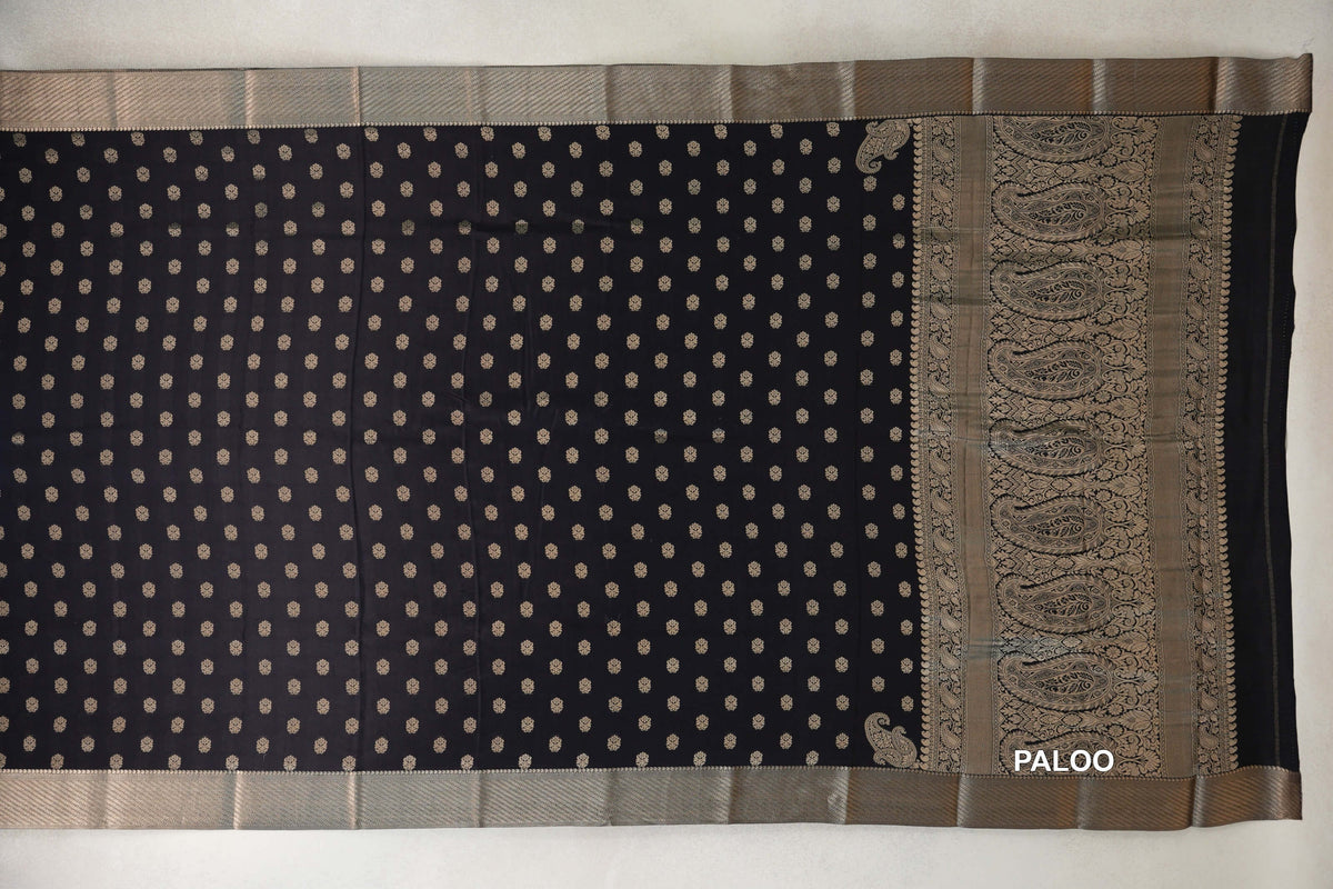 Jet Black Mysore Silk Saree by Shreenivas Silks PSSR0110358