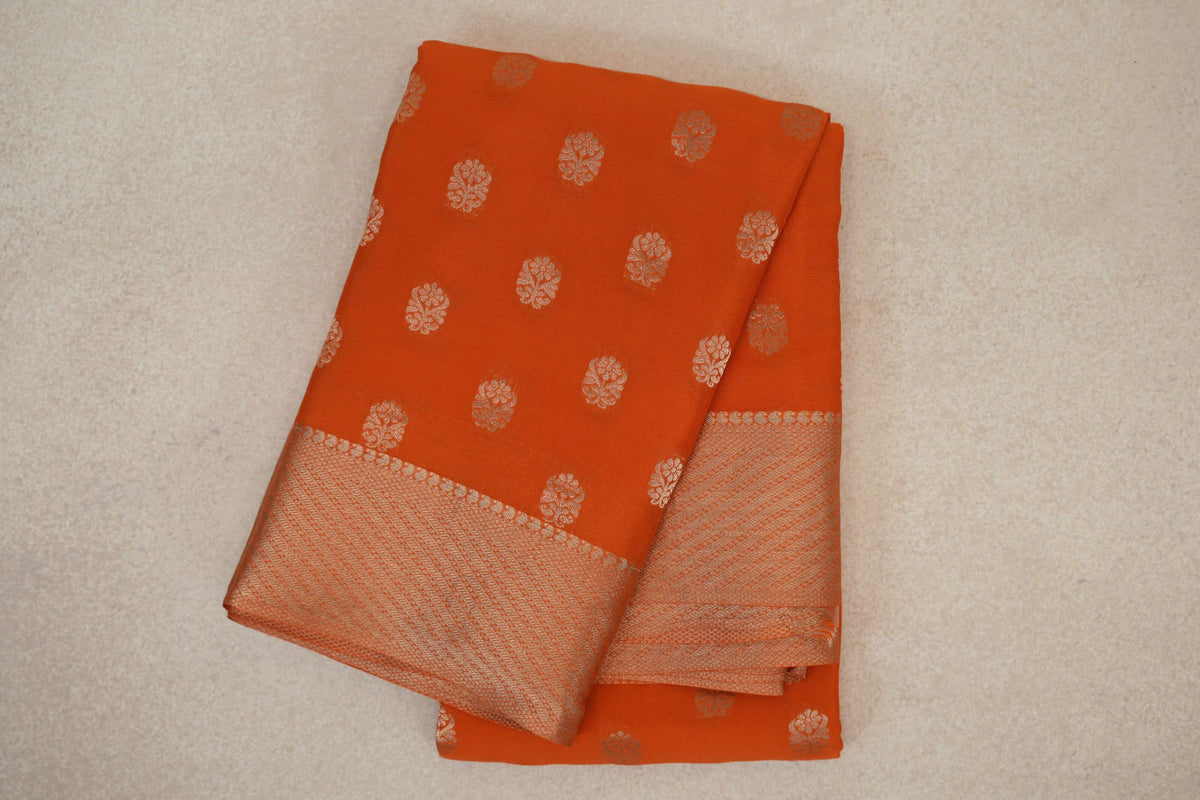 Burnt Orange Mysore Silk Saree by Shreenivas Silks PSSR0110359