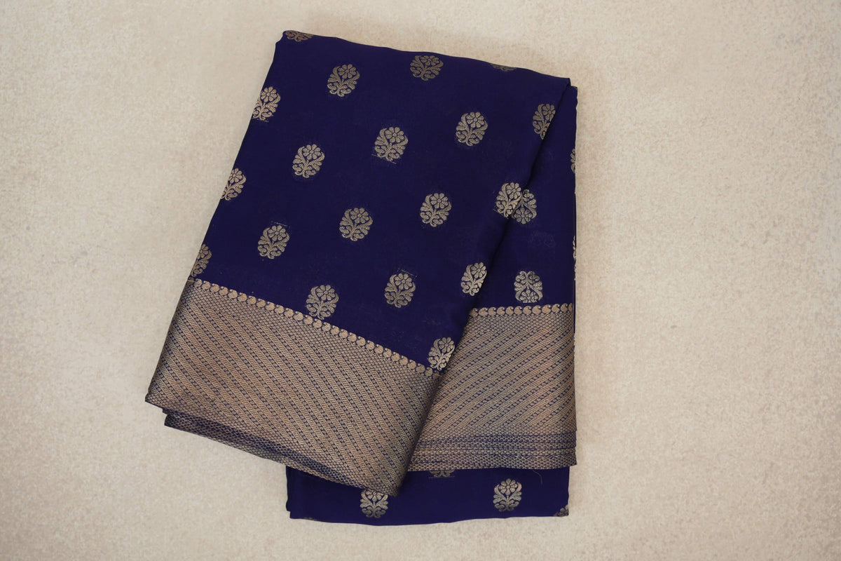 Deep Blue Mysore Silk Saree by Shreenivas Silks PSSR0110360