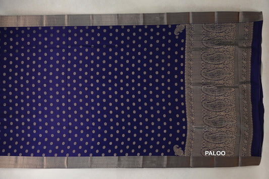 Deep Blue Mysore Silk Saree by Shreenivas Silks paloo
