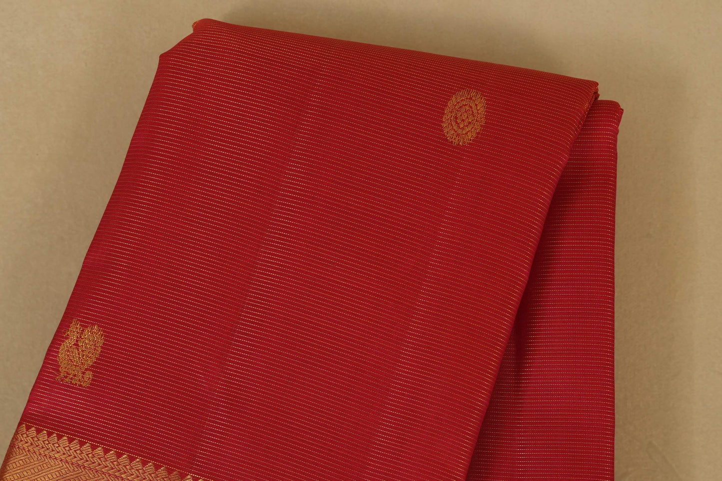 Red Vintage Kanjivaram Silk Saree  Body Zoom