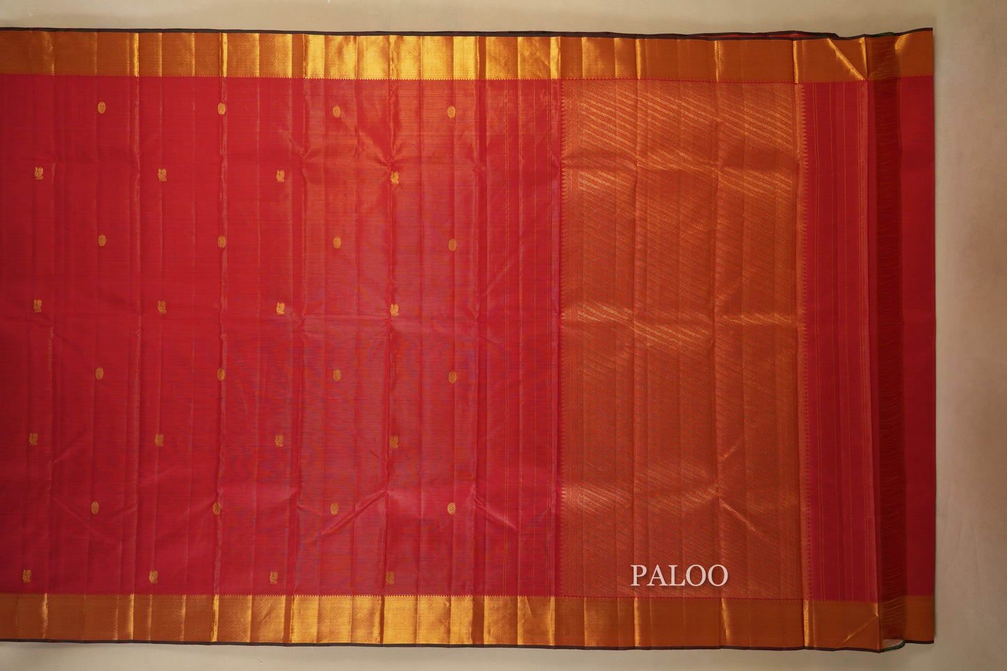 Red Vintage Kanjivaram Silk Saree  Paloo