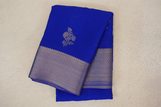Bright Royal Blue Mysore Silk Saree by Shreenivas Silks