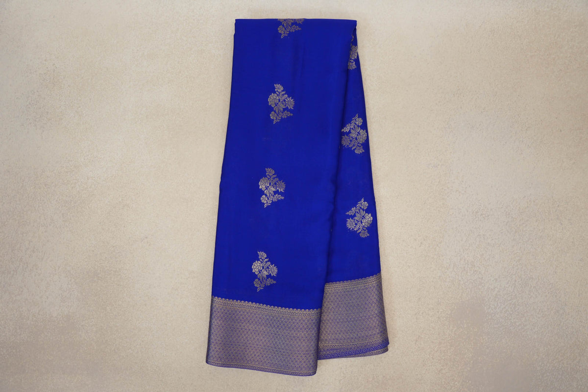 Bright Royal Blue Mysore Silk Saree by Shreenivas Silks