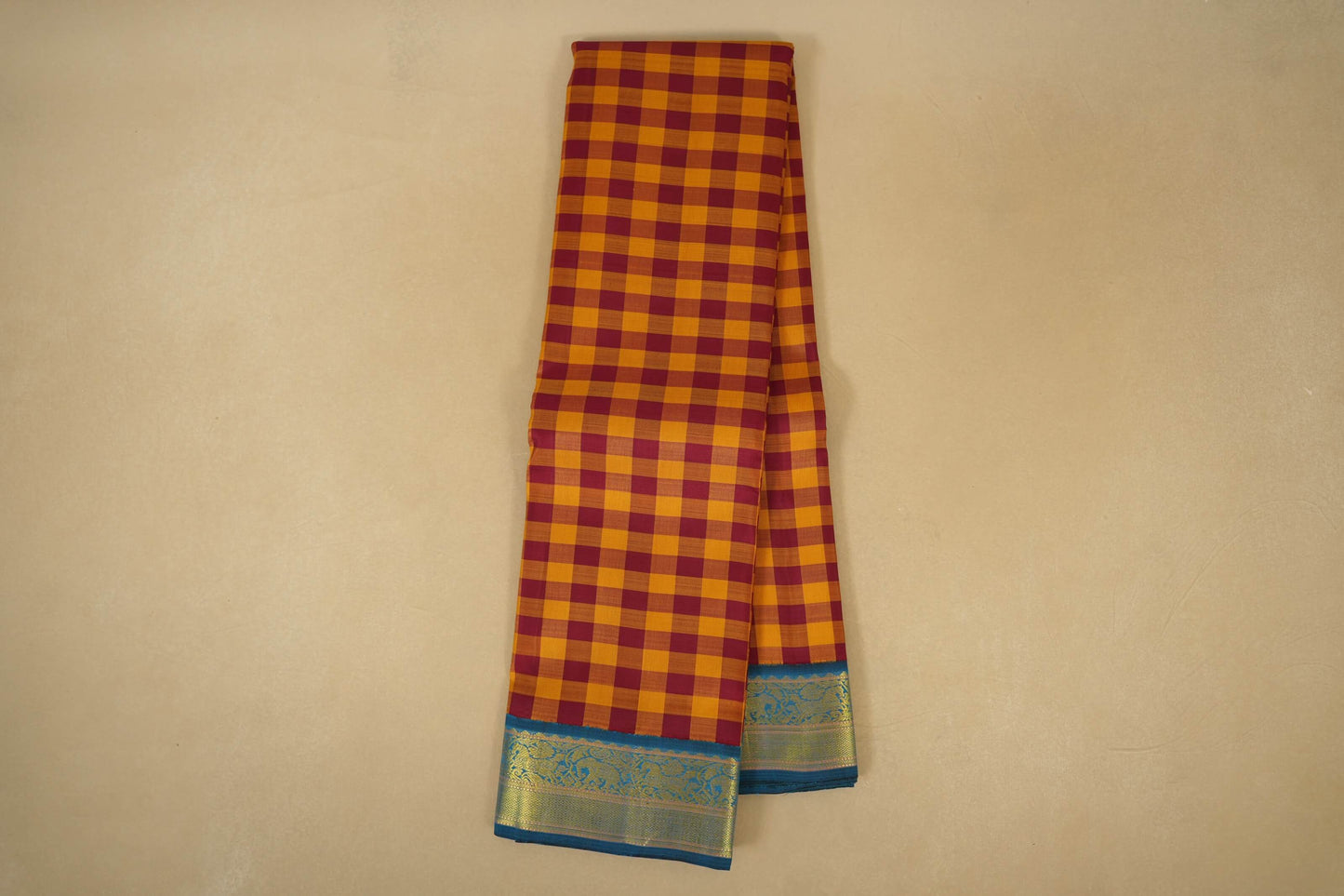 Multi Colour with Peacock Blue Borders Vintage Kanjivaram Silk Saree online