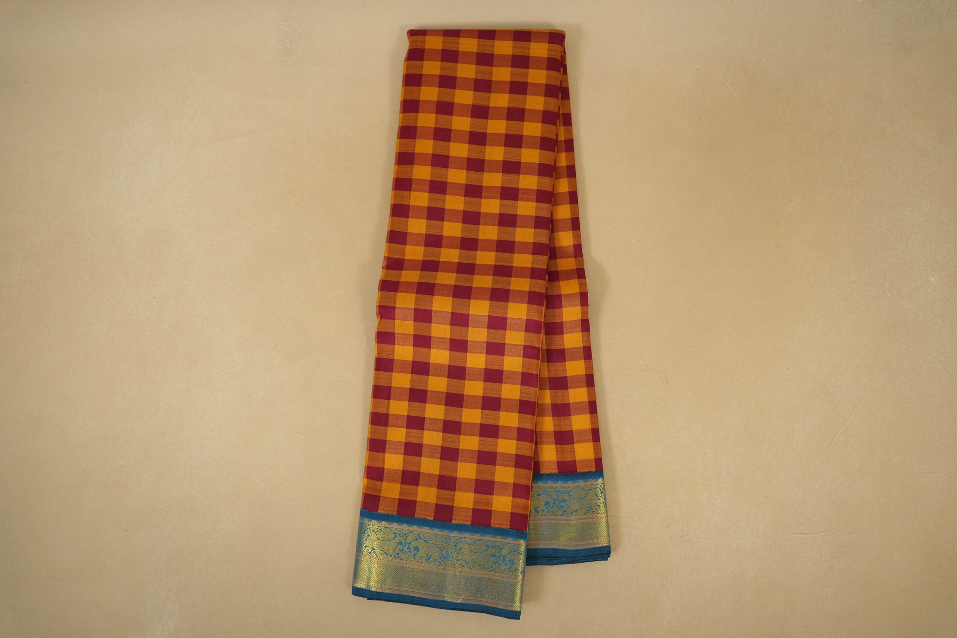 Multi Colour with Peacock Blue Borders Vintage Kanjivaram Silk Saree online