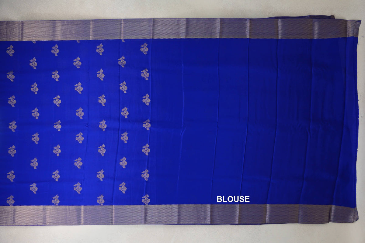 Bright Royal Blue Mysore Silk Saree by Shreenivas Silks