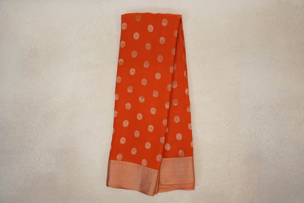 Dark Orange Mysore Silk Saree by Shreenivas Silks PSSR0110363