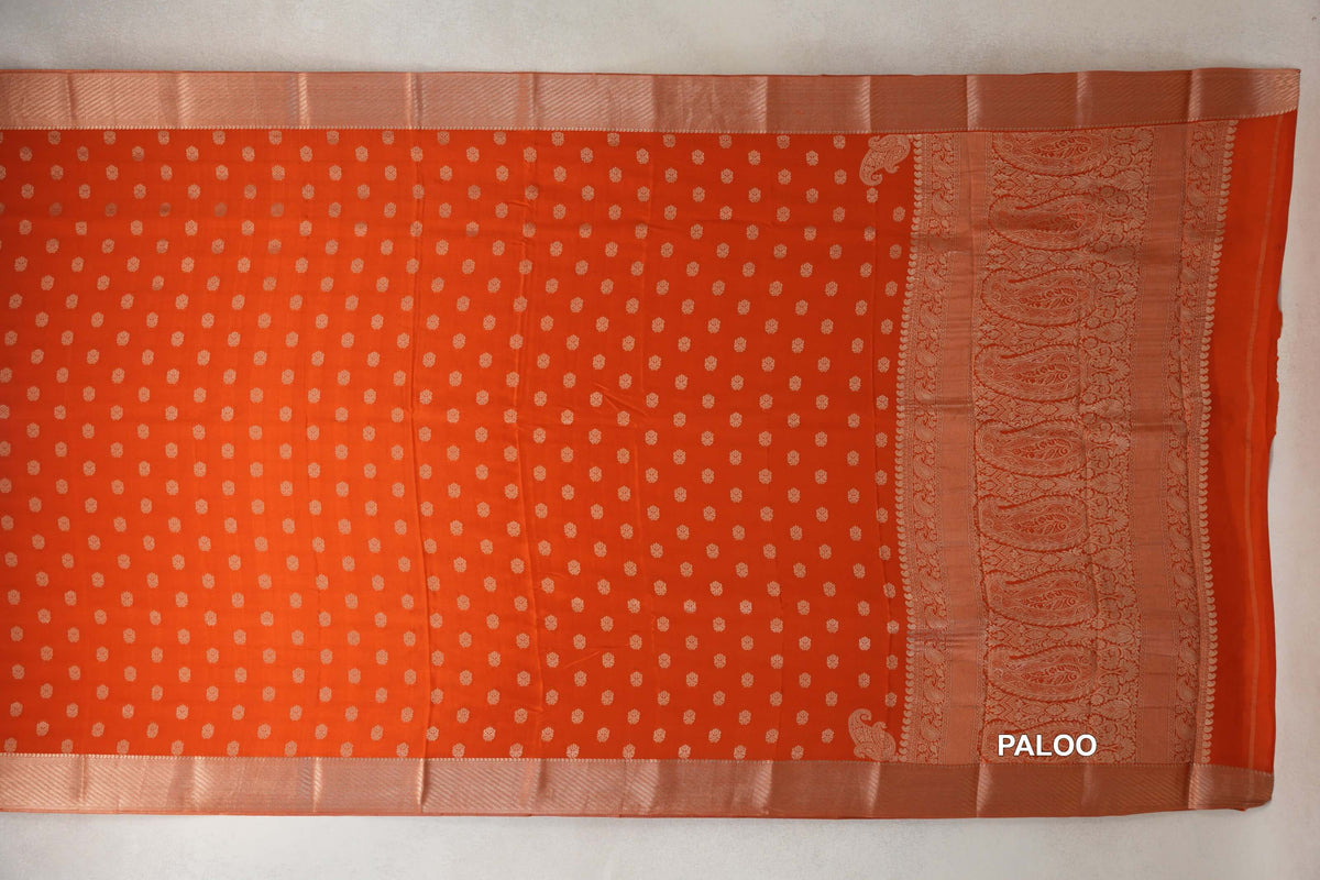 Dark Orange Mysore Silk Saree by Shreenivas Silks PSSR0110363