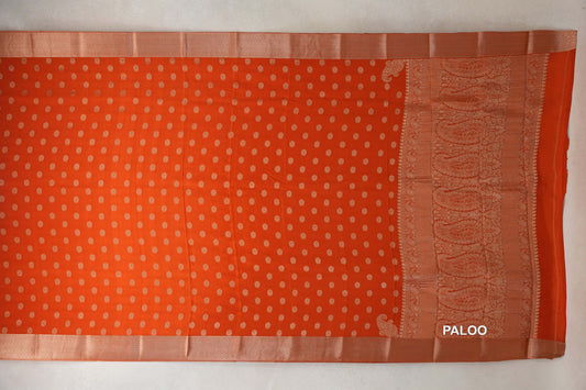 Dark Orange Mysore Silk Saree by Shreenivas Silks paloo