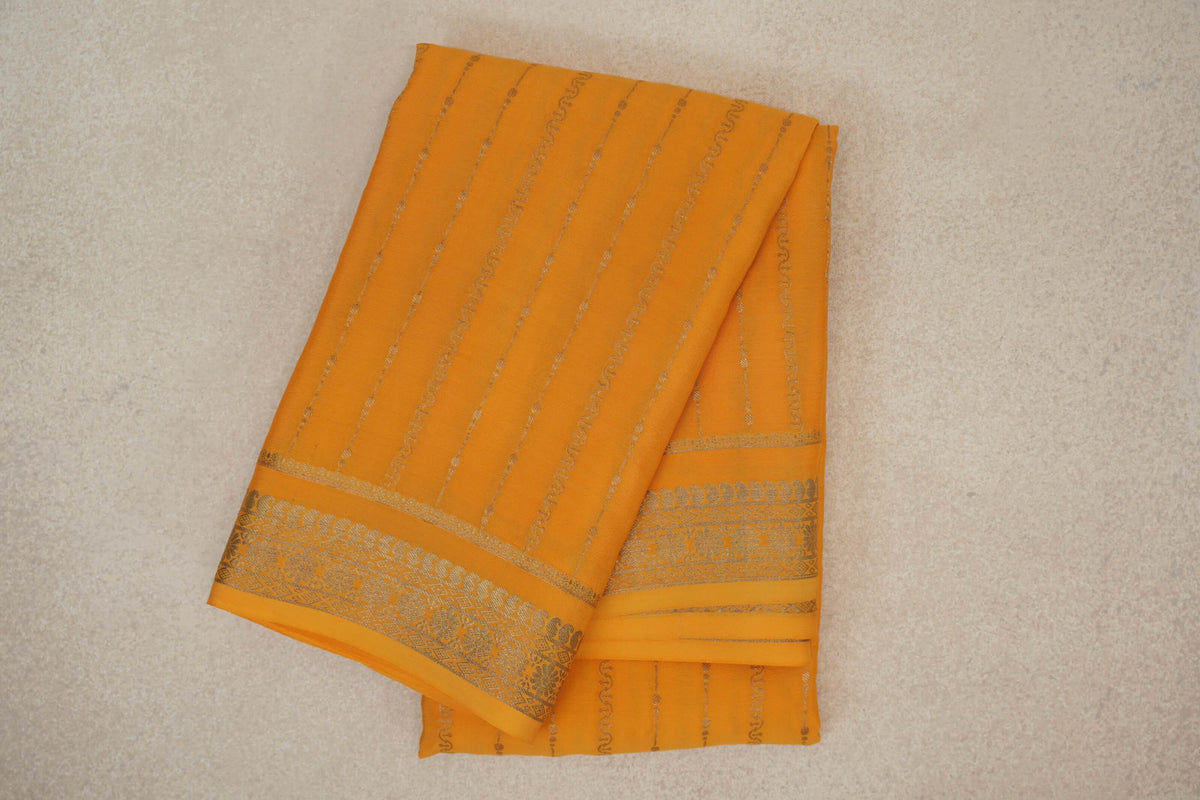 Bright Yellow Mysore Silk Saree by Shreenivas Silks PSSR0110364