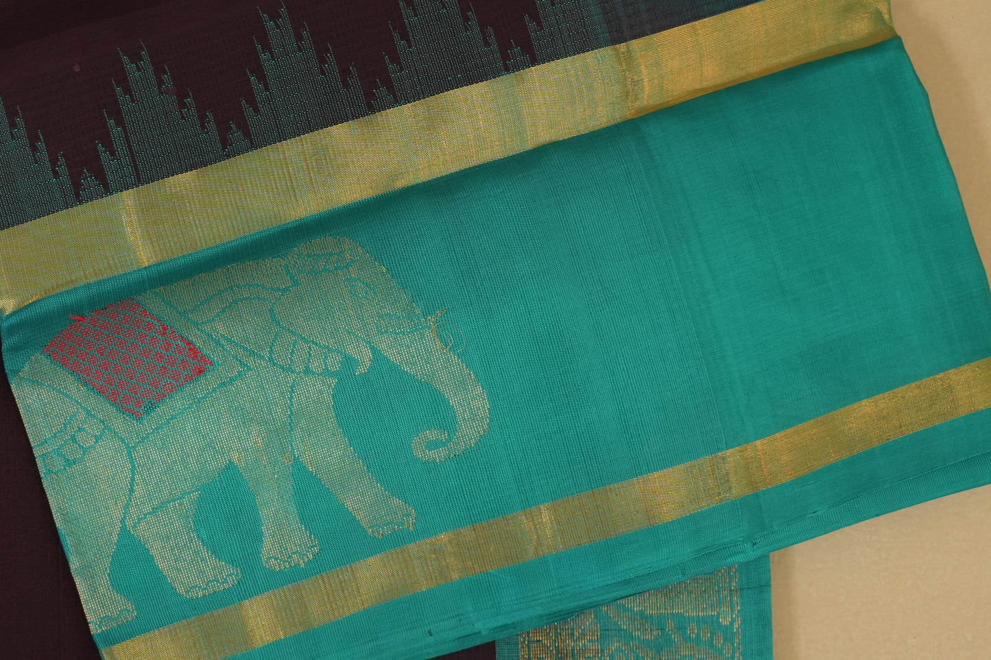 Coffee Brown Silk Cotton Saree Borders Zoom