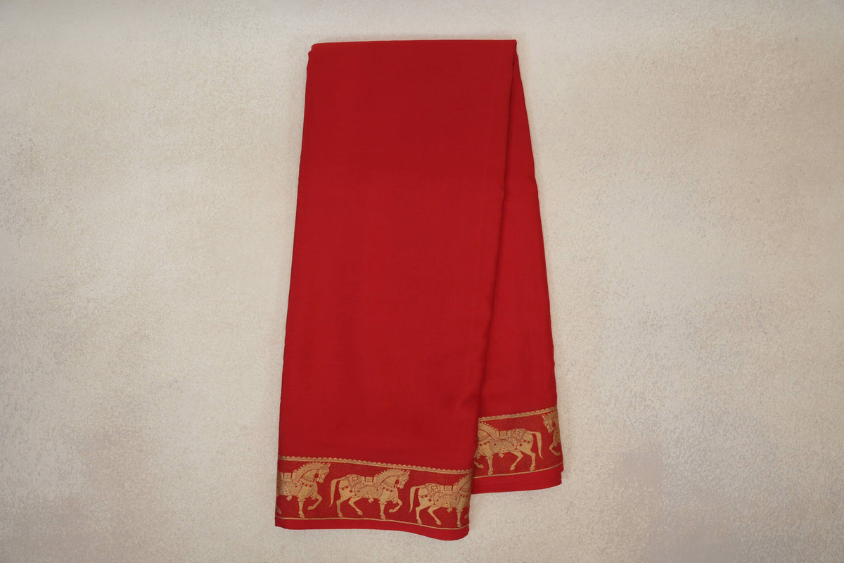 Tomato Red Mysore Silk Saree by Shreenivas Silks PSSR0110366