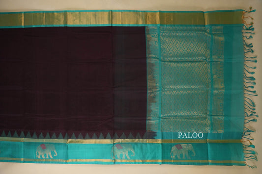 Coffee Brown Silk Cotton Saree Paloo