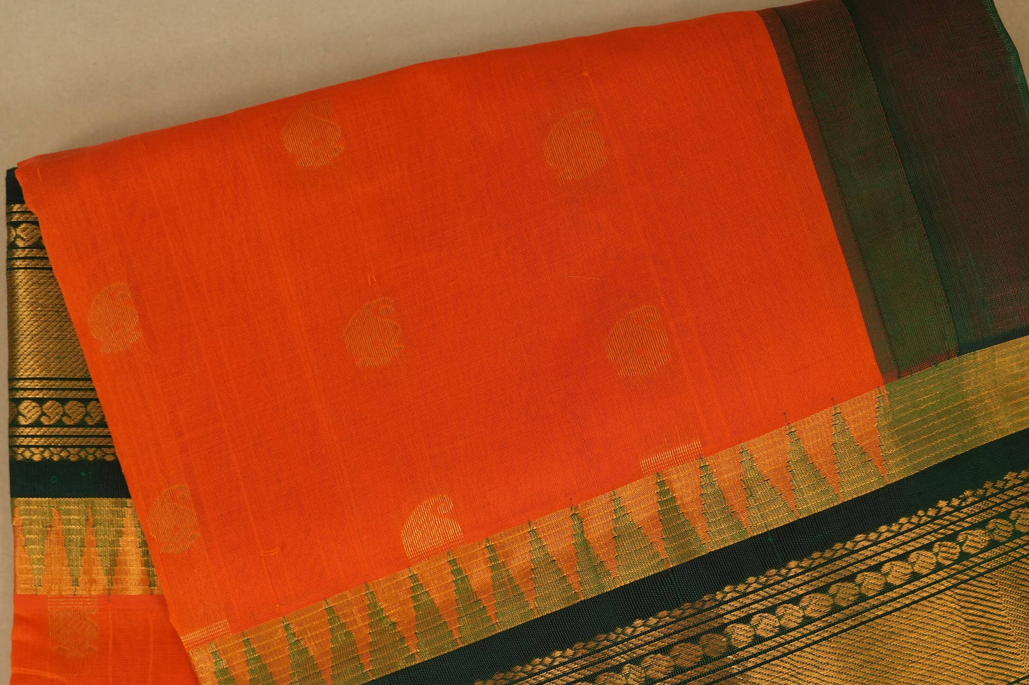 Orange Silk Cotton Saree Body Zoom