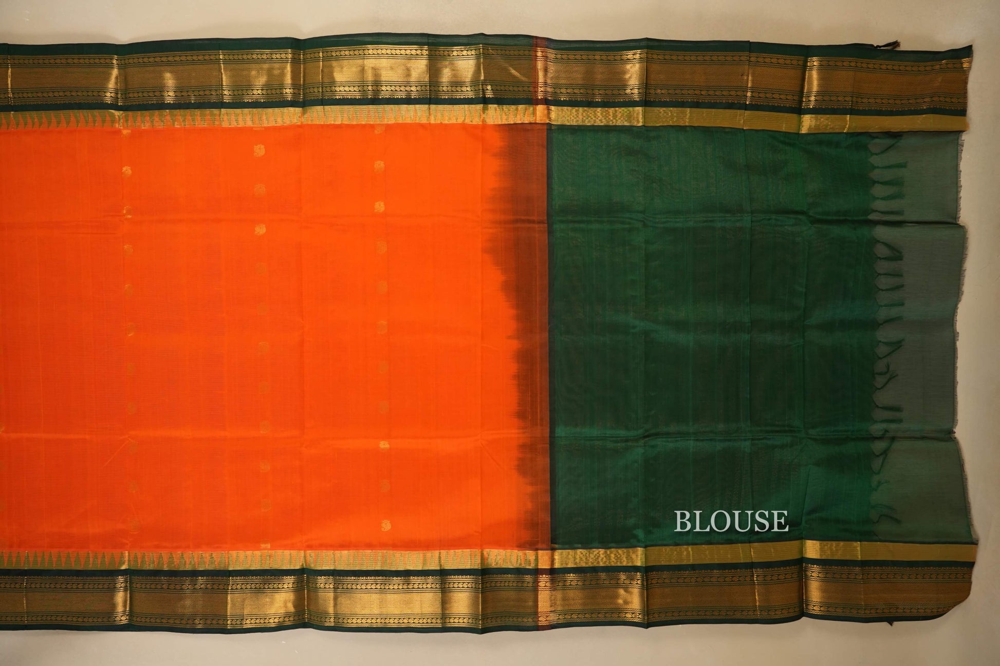 Orange Silk Cotton Saree Blouse