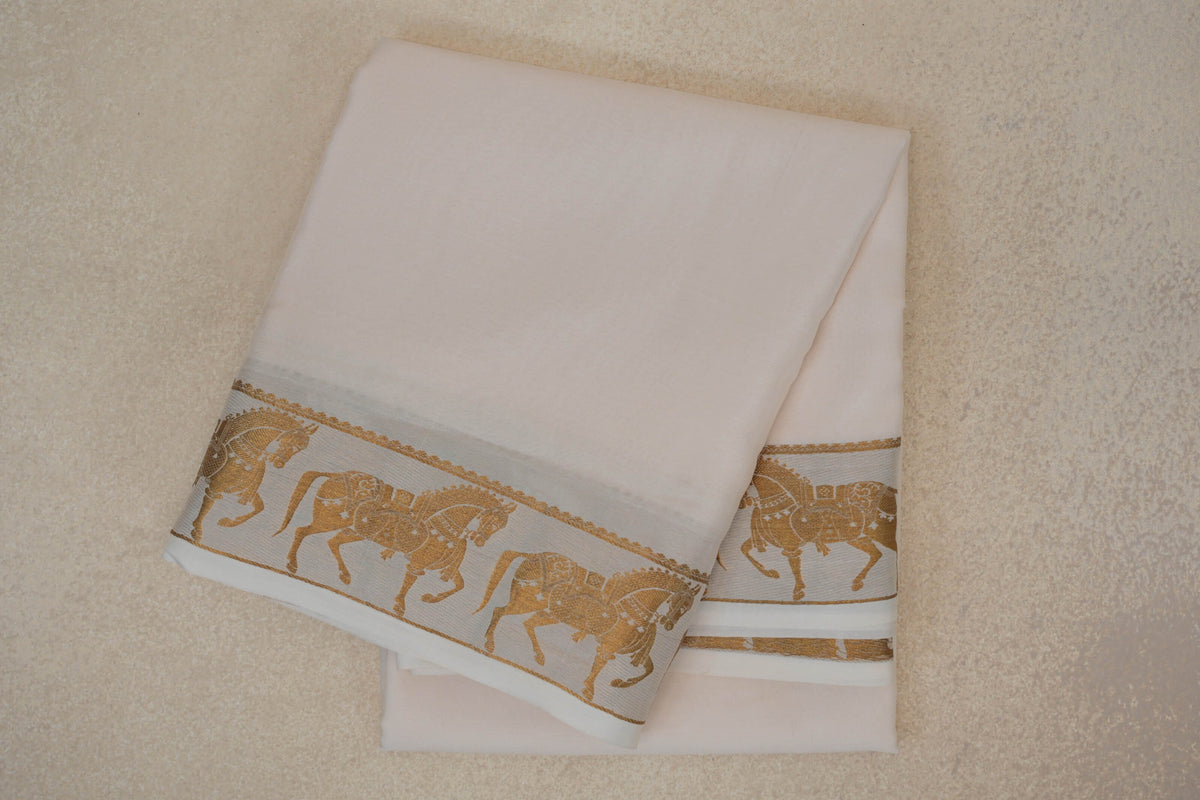 Off White Mysore Silk Saree by Shreenivas Silks PSSR0110368