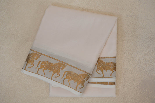 Off White Mysore Silk Saree by Shreenivas Silks 