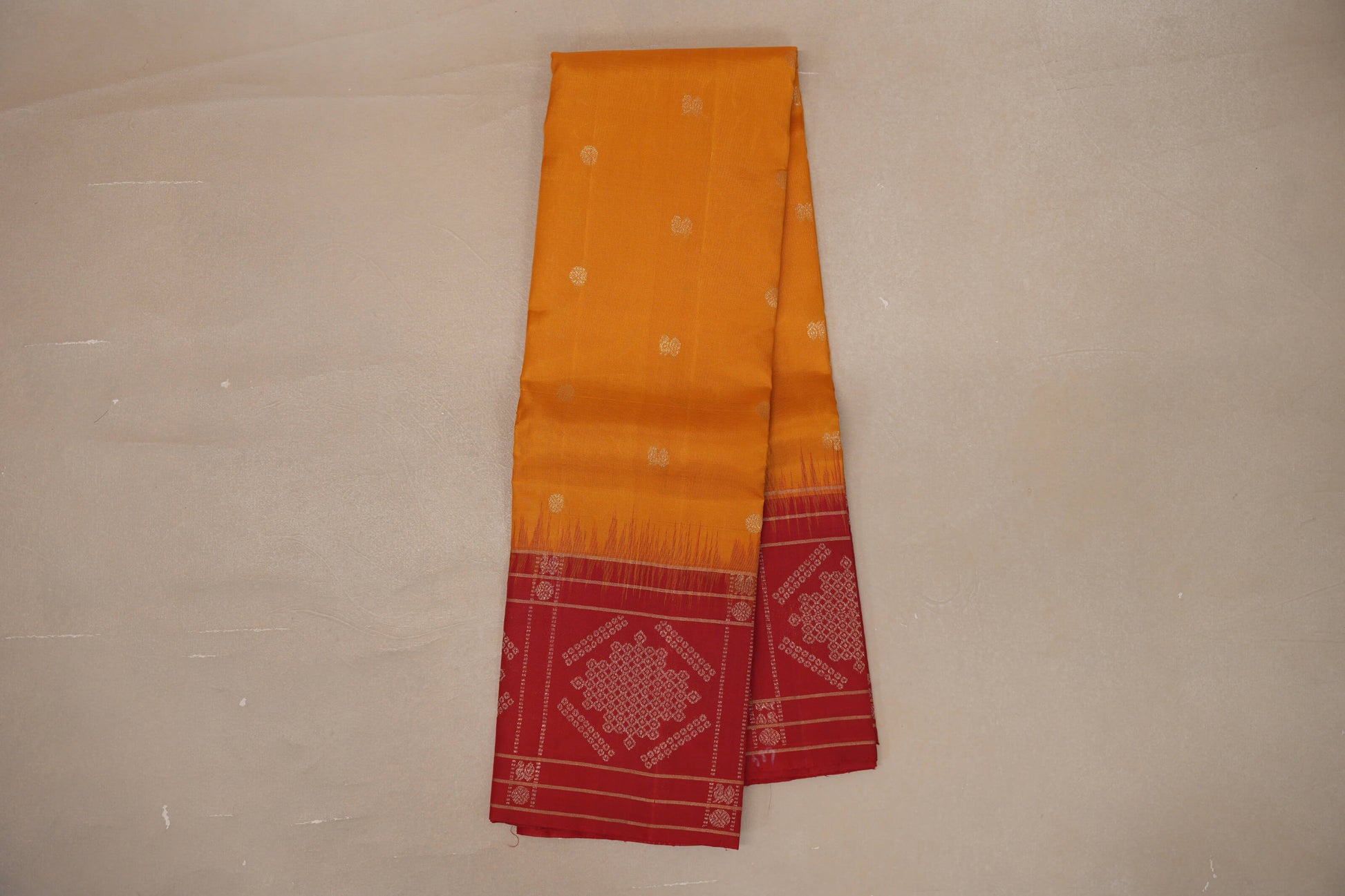Online Mango Yellow with Red Borders Light Weight Kanjivaram Silk Saree 