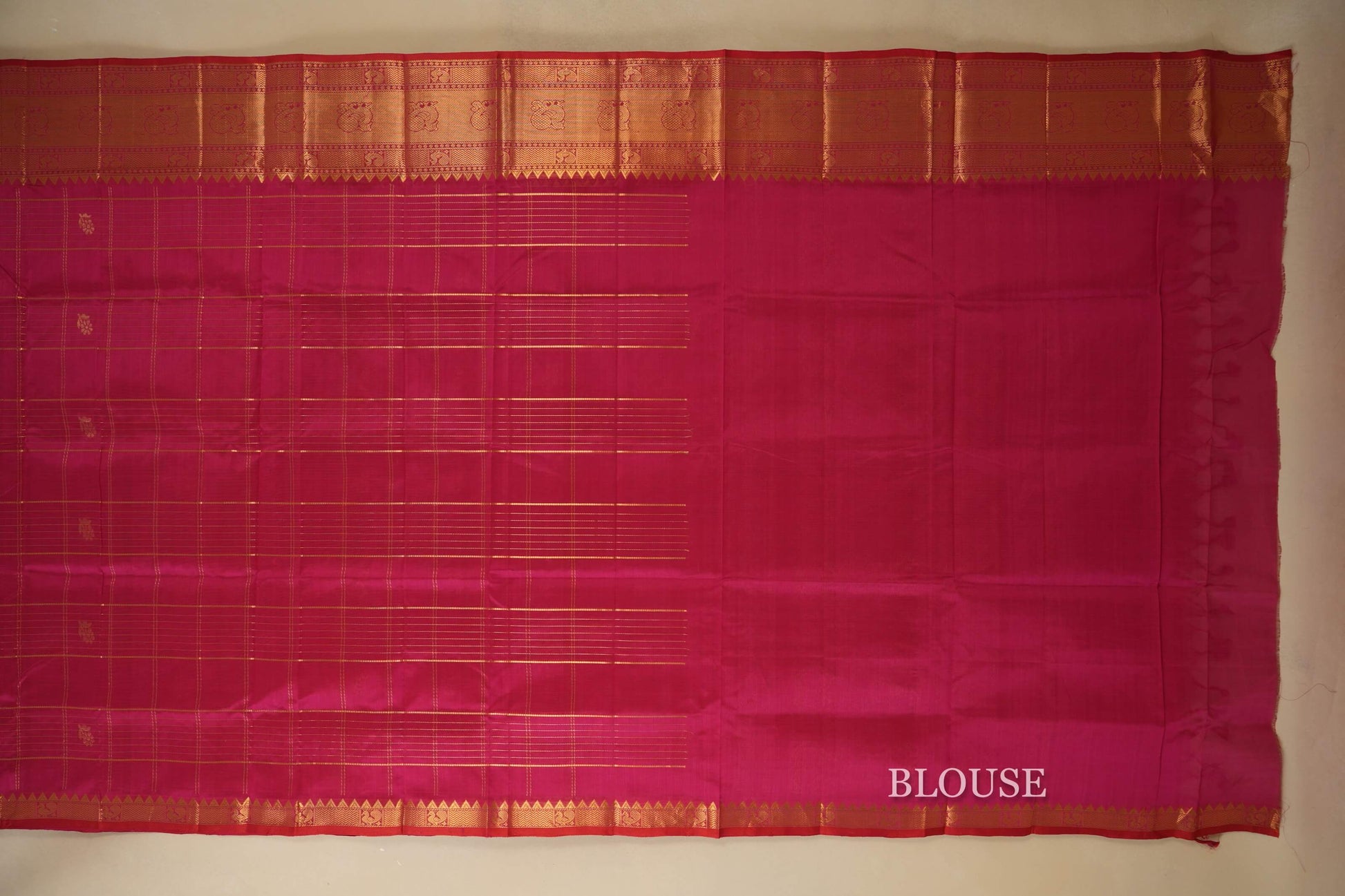 Pink Silk Cotton Saree Blouse