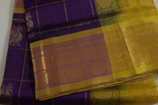 Checked silk cotton saree