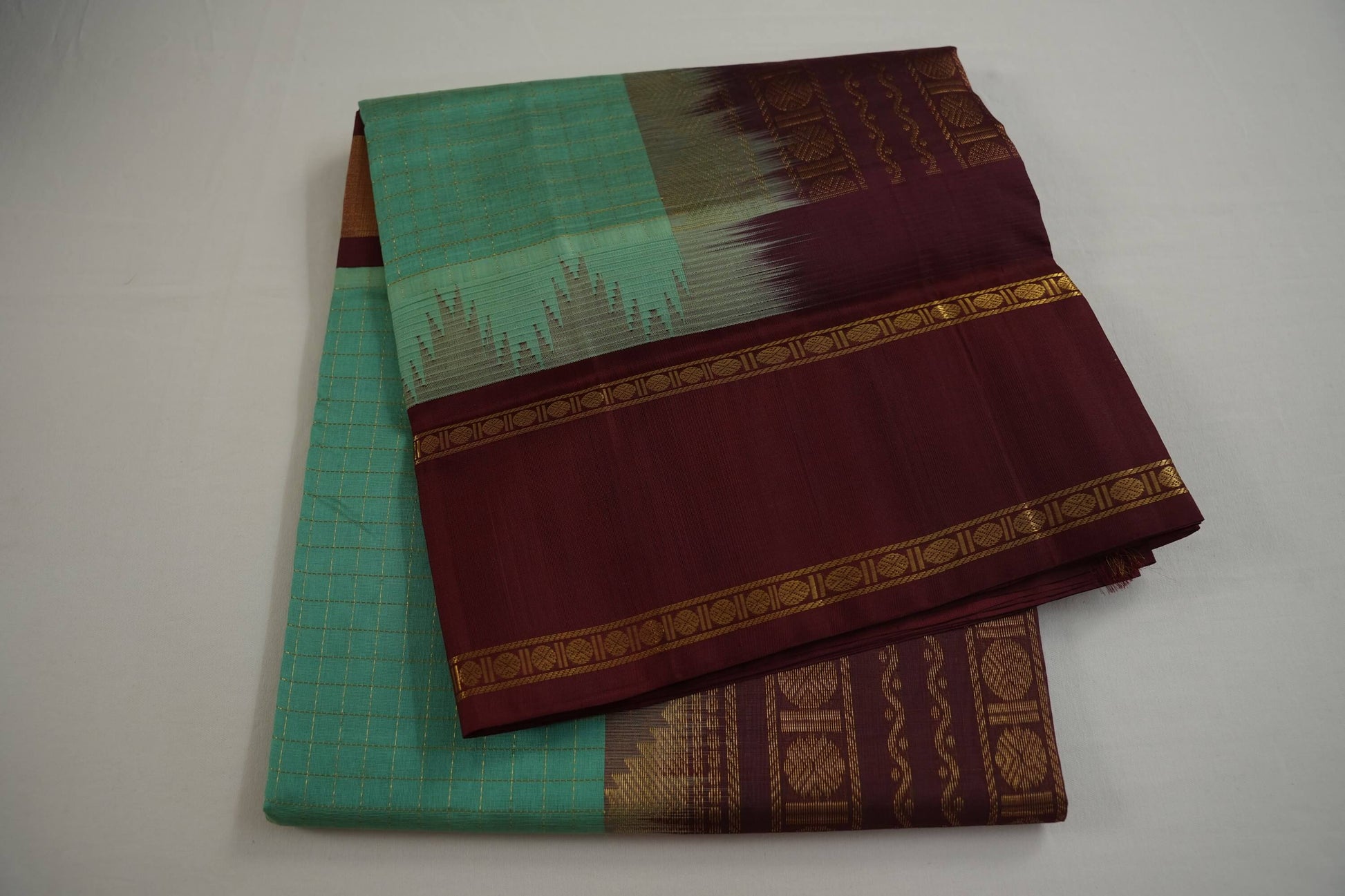 Sea green silk cotton saree